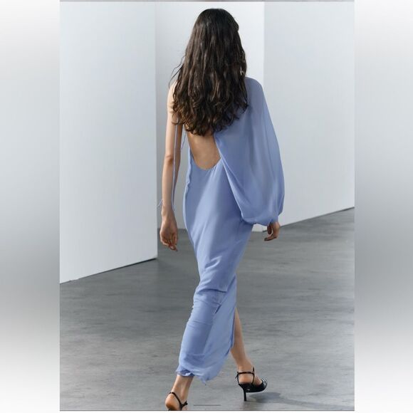 ZARA ASYMMETRIC CAPE DRESS - Picture 7 of 15